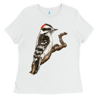 White Downy Woodpecker Ladies Tee - LillyAllenDesigns