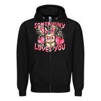Black Somebunny loves you Easter Day Zipper Hoodie - CowGirlArtShop
