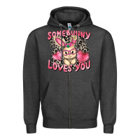Charcoal Heather Somebunny loves you Easter Day Zipper Hoodie - CowGirlArtShop