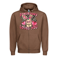 Chestnut Somebunny loves you Easter Day Zipper Hoodie - CowGirlArtShop