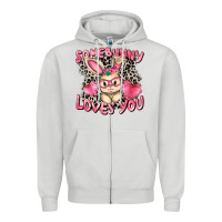 Dove Grey Somebunny loves you Easter Day Zipper Hoodie - CowGirlArtShop