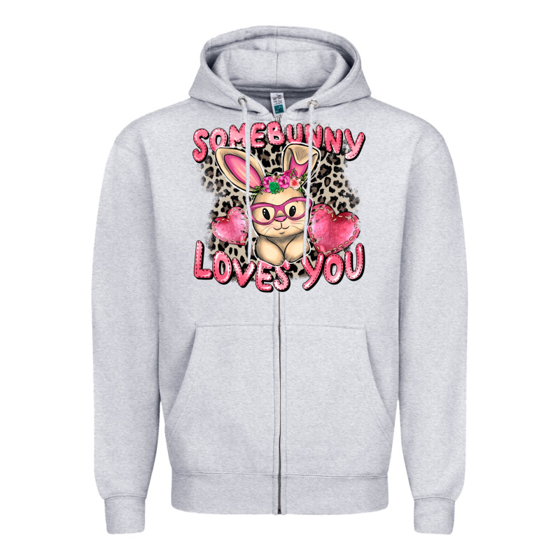Somebunny Loves You Easter Day Zipper Hoodie by CowGirlArtShop | Teevron