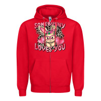 Red Somebunny loves you Easter Day Zipper Hoodie - CowGirlArtShop