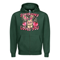 Sports Green Somebunny loves you Easter Day Zipper Hoodie - CowGirlArtShop