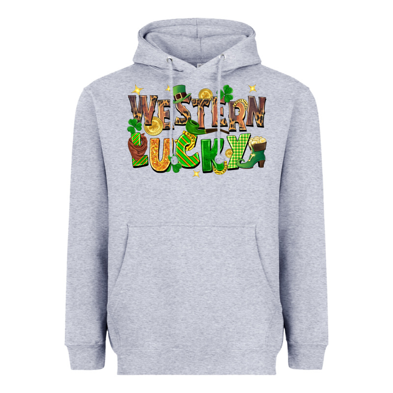 Western Lucky St. Patricks Day Heavyweight Hoodie by FaDigitalArtStudio | Teevron