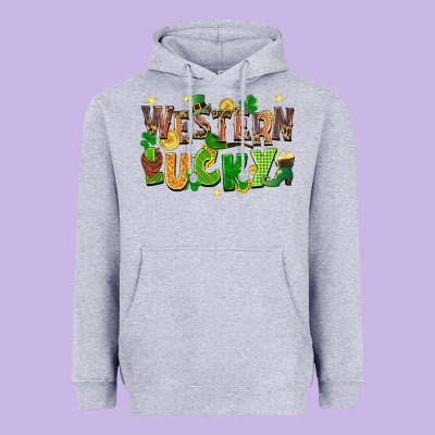 Western Lucky St. Patricks Day Heavyweight Hoodie Designed By Fadigitalartstudio