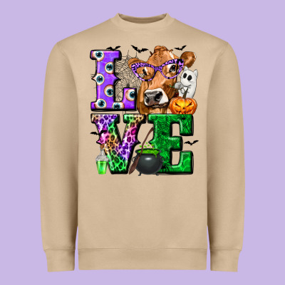 Love Cow Halloween Tbw Heavyweight Sweatshirt Designed By Texasbilliewilder