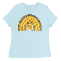 Baby Blue childhood cancer awareness rainbow (1) Ladies Tee - Jasminsmagicworld