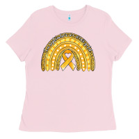 Bubblegum Pink childhood cancer awareness rainbow (1) Ladies Tee - Jasminsmagicworld