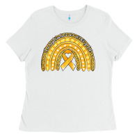 White childhood cancer awareness rainbow (1) Ladies Tee - Jasminsmagicworld