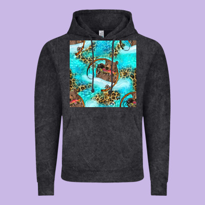 Mama Bear Hunting Fish With Leopard Seamless Pattern Vintage Hoodie Designed By Bundleandbundleshop