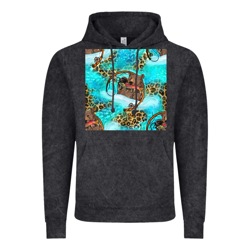 Mama Bear Hunting Fish With Leopard Seamless Pattern Vintage Hoodie by BundleAndBundleShop | Teevron