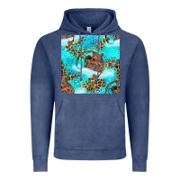 Vintage Denim Mama Bear Hunting Fish With Leopard Seamless Pattern Vintage Hoodie - BundleAndBundleShop