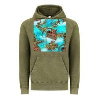 Vintage Olive Mama Bear Hunting Fish With Leopard Seamless Pattern Vintage Hoodie - BundleAndBundleShop