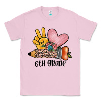 Bubblegum Pink peace love 6th grade Classic Tee - JahusDesignShop