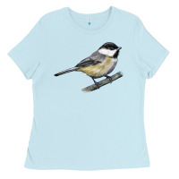 Baby Blue Black Capped Chickadee Ladies Tee - LillyAllenDesigns