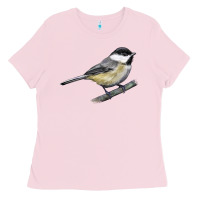 Bubblegum Pink Black Capped Chickadee Ladies Tee - LillyAllenDesigns