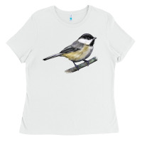 White Black Capped Chickadee Ladies Tee - LillyAllenDesigns