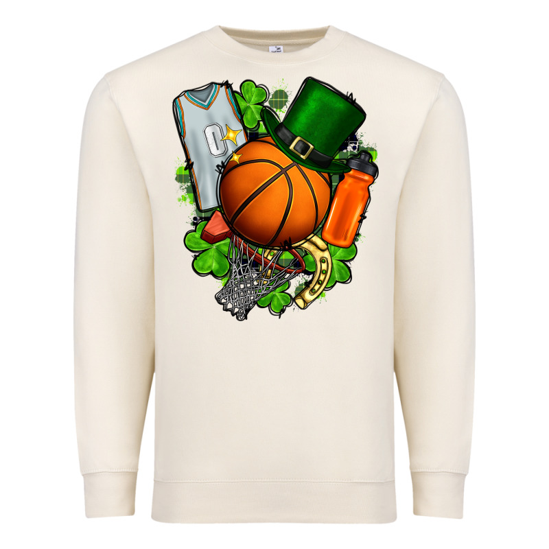 St. Patrick's Day Basketball Premium Sweatshirt by FaDigitalArtStudio | Teevron