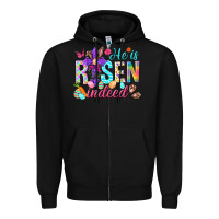 Black He is risen indeed Happy Easter Day Zipper Hoodie - HowdyJamesFarm