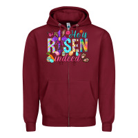 Burgundy He is risen indeed Happy Easter Day Zipper Hoodie - HowdyJamesFarm