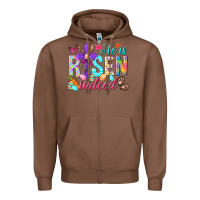 Chestnut He is risen indeed Happy Easter Day Zipper Hoodie - HowdyJamesFarm
