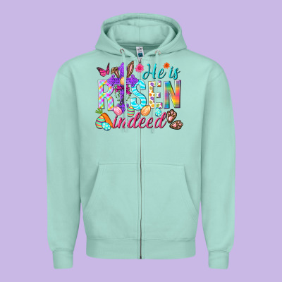 He Is Risen Indeed Happy Easter Day Zipper Hoodie Designed By Howdyjamesfarm