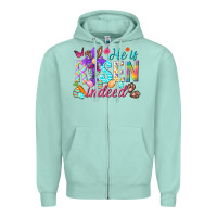 Seafoam He is risen indeed Happy Easter Day Zipper Hoodie - HowdyJamesFarm
