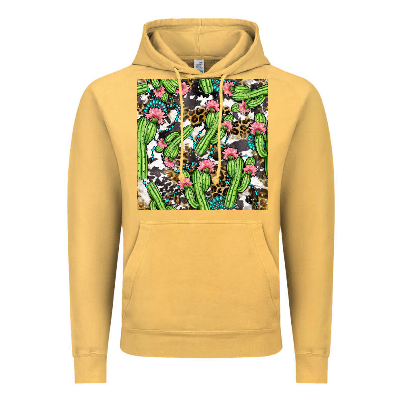 Western Cactus And Turquoise Gemstone With Leopard And Cowhide Seamles Vintage Hoodie by BundleAndBundleShop | Teevron
