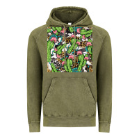 Vintage Olive Western Cactus And Turquoise Gemstone With Leopard And Cowhide Seamles Vintage Hoodie - BundleAndBundleShop
