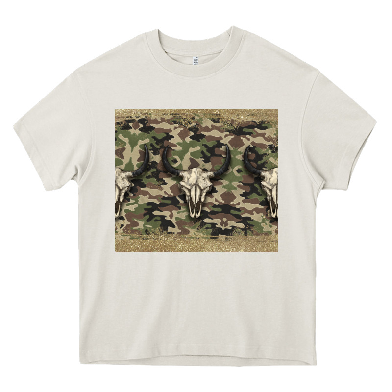 Camouflage Bull Skull Heavy Core Tee by Jasminsmagicworld | Teevron