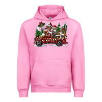 Fuchsia Pink festive farm animal christmas truck Urban Hoodie - CowhideDigitalArt