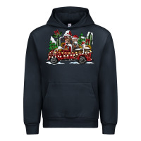 Navy festive farm animal christmas truck Urban Hoodie - CowhideDigitalArt
