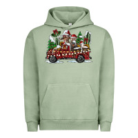 Pigment Oil Green festive farm animal christmas truck Urban Hoodie - CowhideDigitalArt