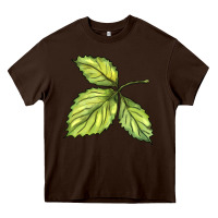 Chocolate Brown green leaf Heavy Core Tee - BarkalooDesign