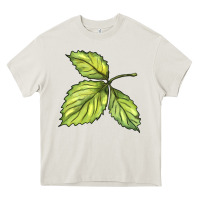 Cream green leaf Heavy Core Tee - BarkalooDesign