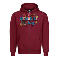 Burgundy Happy memorial day 4th of july Zipper Hoodie - CowGirlArtShop