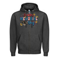Charcoal Heather Happy memorial day 4th of july Zipper Hoodie - CowGirlArtShop