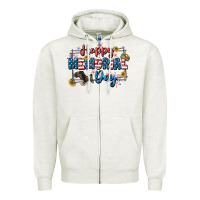 Oatmeal Heather Happy memorial day 4th of july Zipper Hoodie - CowGirlArtShop