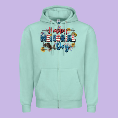 Happy Memorial Day 4th Of July Zipper Hoodie Designed By Cowgirlartshop