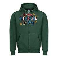 Sports Green Happy memorial day 4th of july Zipper Hoodie - CowGirlArtShop