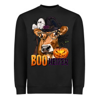 Black Boo Heifer Cow with Halloween Heavyweight Sweatshirt - texasbilliewilder