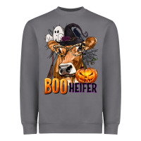 Storm Boo Heifer Cow with Halloween Heavyweight Sweatshirt - texasbilliewilder