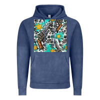 Vintage Denim Western Gun And Sheriff Stars With Cowhide Seamless Pattern Vintage Hoodie - BundleAndBundleShop