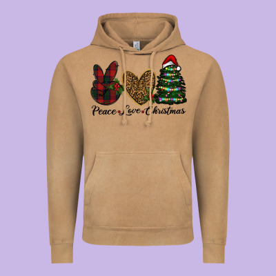 Peace Love Christmas Vintage Hoodie Designed By Ranaportraitstore