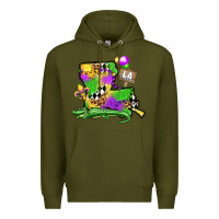 Army Green louisiana map alligator mardi gras olivia Premium Hoodie - OliviaCreatesArt