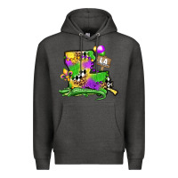 Charcoal Heather louisiana map alligator mardi gras olivia Premium Hoodie - OliviaCreatesArt