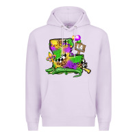 Lilac louisiana map alligator mardi gras olivia Premium Hoodie - OliviaCreatesArt