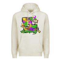 Oatmeal Heather louisiana map alligator mardi gras olivia Premium Hoodie - OliviaCreatesArt