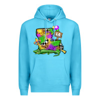 Ocean Blue louisiana map alligator mardi gras olivia Premium Hoodie - OliviaCreatesArt